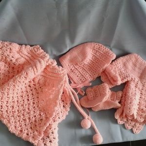 Pink Crocheted Bunting Set Baby Boy/Girl